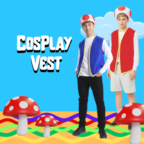 Youth Blue CosPlay Toad Twill Vest