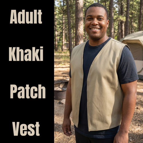 Adult Khaki Twill Patch Vest