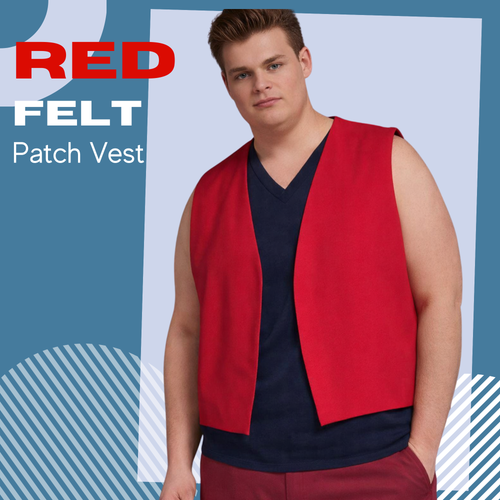 Plus Size Adult Felt Red Patch Vests