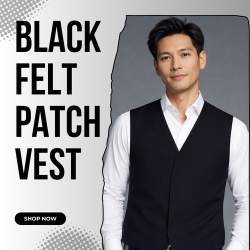 Adult Felt Black Patch Vest