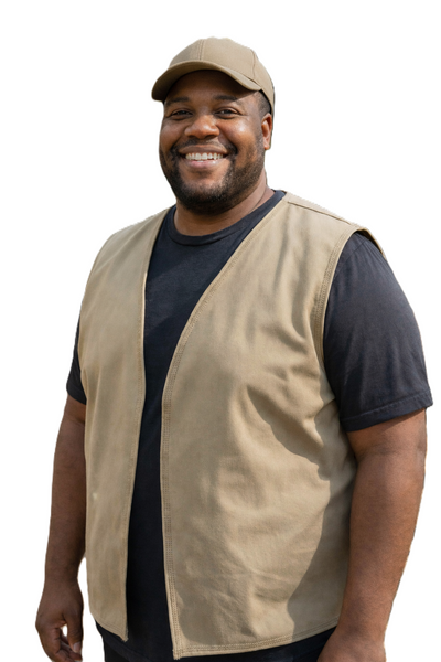 Plus Size Adult Khaki Twill Patch Vest