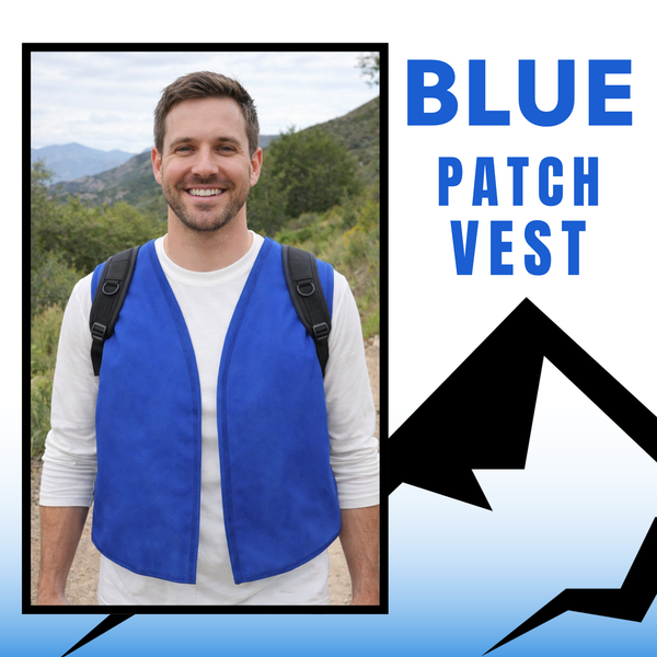 Adult Blue Twill Patch Vest