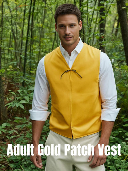 Adult Size Gold Twill Patch Vest with Leather Tie