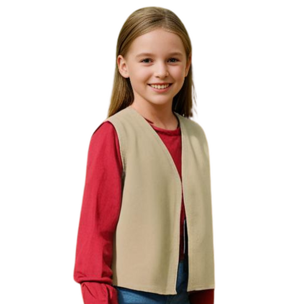 Youth Khaki Twill Patch Vest