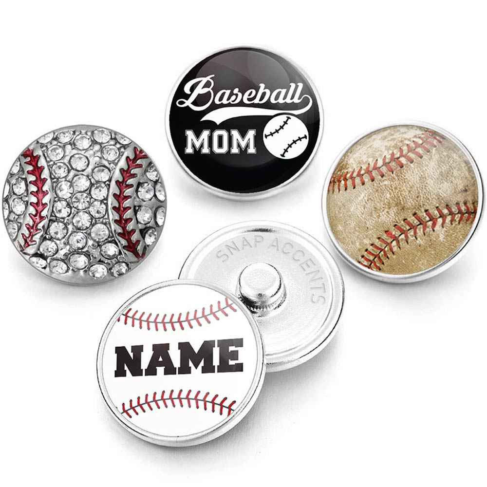 [Set] Baseball Mom 4-Snap Pack personalized ginger snap jewelry charm button by SnapAccents