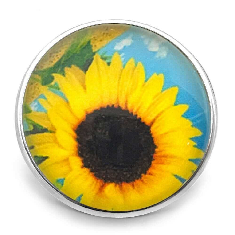 Custom Snap Jewelry Sunflower Snap - Field Sky Ginger Charm Magnolia Vine Button by SnapAccents