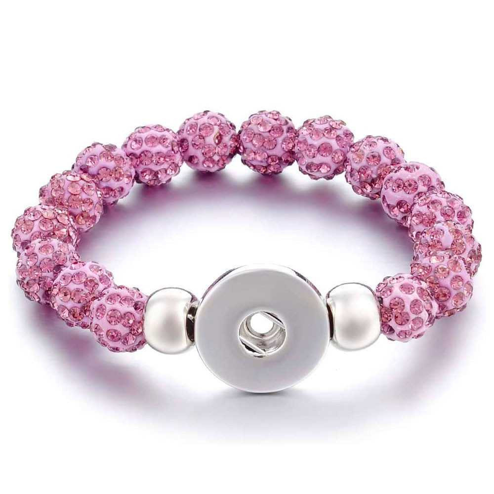 Custom Snap Jewelry Bead Sparkle Stretch Snap Bracelet - Pink Ginger Charm Magnolia Vine Button by SnapAccents
