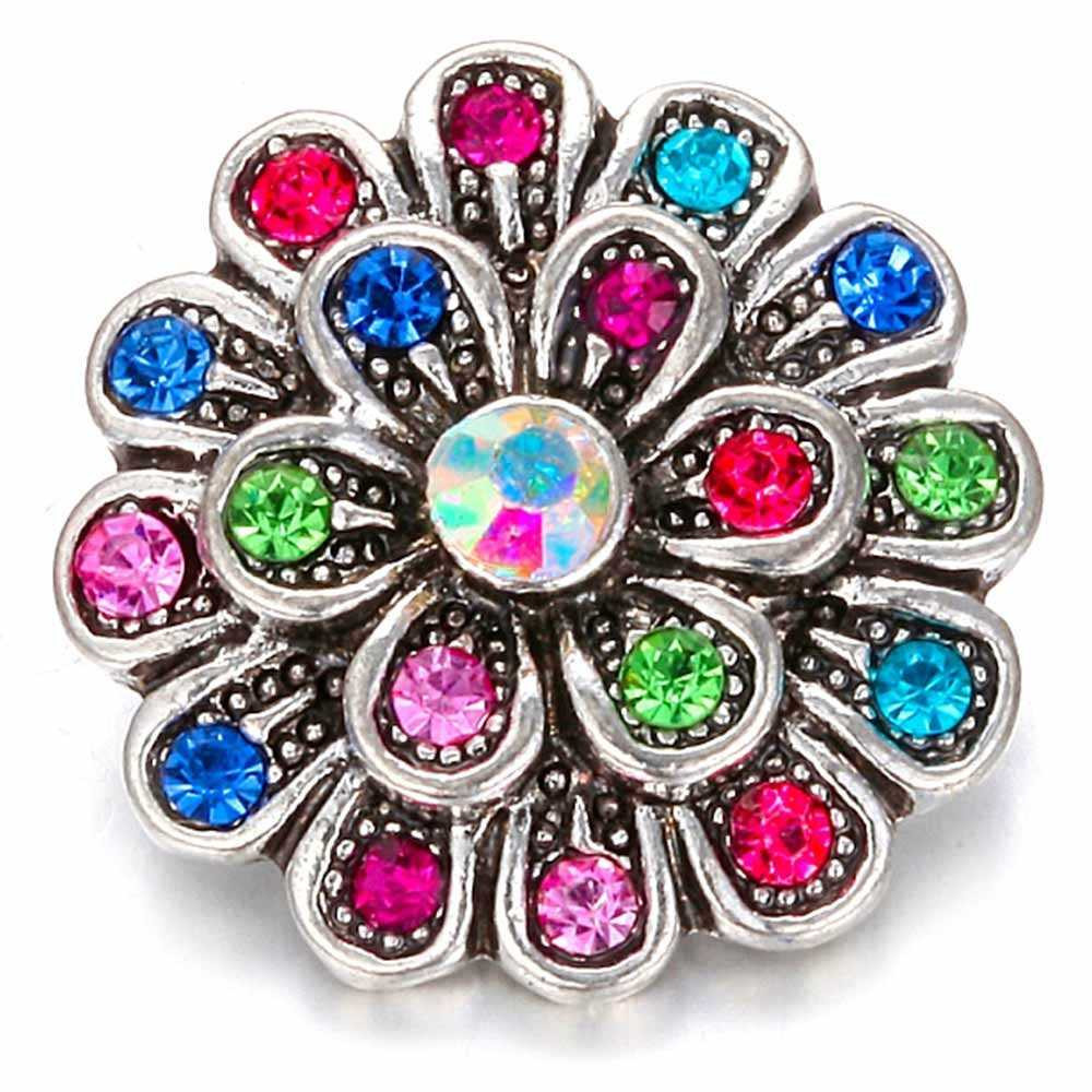 Custom Snap Jewelry Rhinestone Flower Snap - Multi-Color Ginger Charm Magnolia Vine Button by SnapAccents