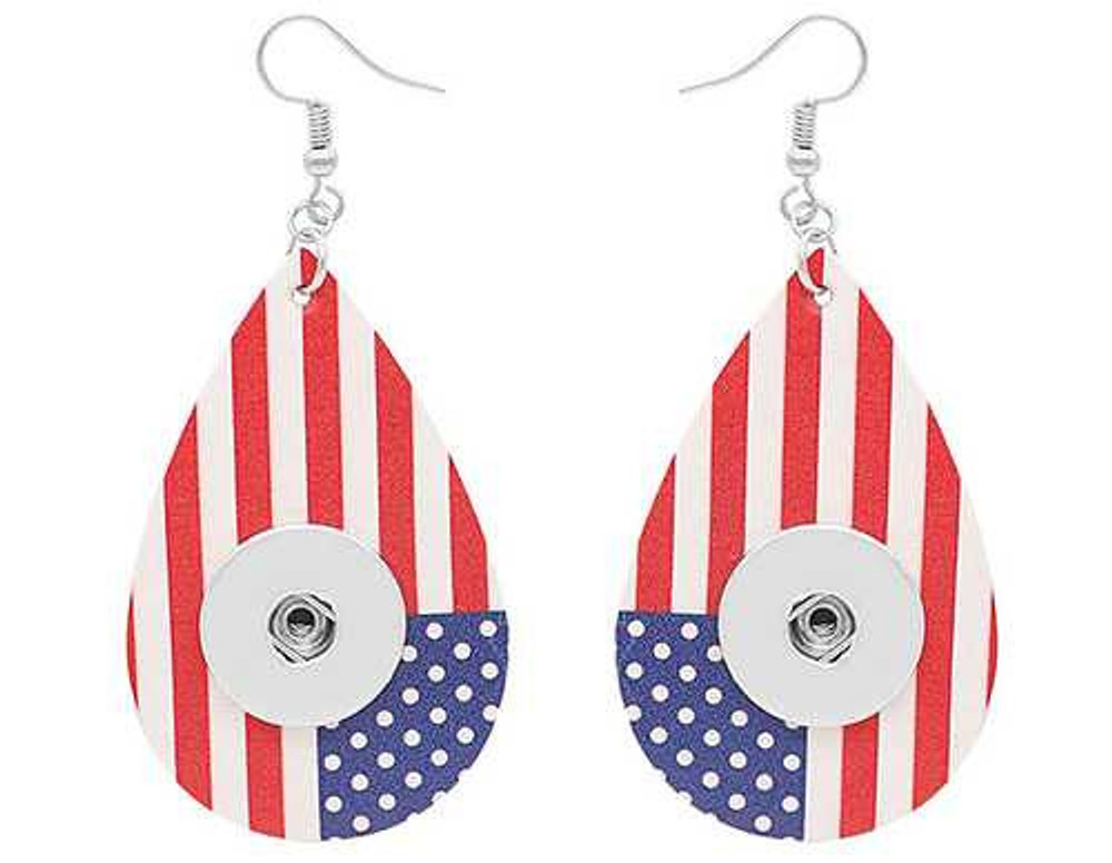 Custom Snap Jewelry American Flag Snap Jewelry Earrings Ginger Charm Magnolia Vine Button by SnapAccents