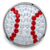 SnapAccents round snap jewelry charm featuring clear and red rhinestones arranged to resemble a baseball design with a silver-tone metal frame.