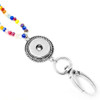 SnapAccents colorful beaded lanyard with silver-tone decorative snap button base, keyring, and lobster clasp, perfect for interchangeable snap jewelry accessories and stylish everyday use.