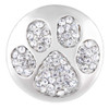 Silver SnapAccents snap jewelry charm featuring a sparkling paw print design with clear rhinestones, perfect for pet lovers, customizable snap button accessory for bracelets, necklaces, and interchangeable jewelry.