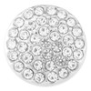 Round silver snap charm with multiple clear sparkling rhinestones, SnapAccents interchangeable jewelry accessory, decorative button for bracelets, necklaces, and fashion customization.