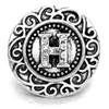 Silver SnapAccents snap charm with ornate filigree design and rhinestone-studded letter "H" centerpiece, decorative interchangeable jewelry accessory for bracelets, necklaces, and more.