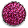 Round SnapAccents snap jewelry charm with vibrant pink rhinestones set in silver-tone metal, perfect for interchangeable snap bracelets, necklaces, and accessories.