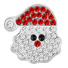 Santa Claus snap jewelry charm with red rhinestones on the hat, white rhinestones for the beard and hat trim, and black rhinestones for the eyes