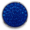 SnapAccents round snap jewelry charm with vibrant blue faceted crystals set in silver-tone metal, perfect for interchangeable snap bracelets, necklaces, and accessories.