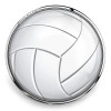SnapAccents silver-tone volleyball snap charm with clear domed glass cover, interchangeable jewelry accessory for bracelets and necklaces, sports-themed gift for volleyball players and fans.
