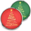 Christmas snap jewelry buttons with gold stylized Christmas tree design on red and green backgrounds, festive holiday accessories by SnapAccents, perfect for seasonal fashion and gift ideas.