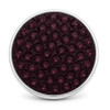 round snap jewelry charm covered in multiple faceted plum purple rhinestones with a silver metal edge