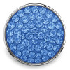 SnapAccents round snap jewelry charm with multiple sparkling blue crystals set in silver-tone metal, perfect for interchangeable snap bracelets, necklaces, and accessories.