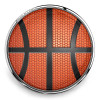 SnapAccents basketball snap charm with textured orange and black design, silver-tone metal frame, interchangeable jewelry accessory for bracelets, necklaces, and keychains, perfect for sports fans and basketball lovers.