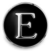 SnapAccents black enamel snap jewelry charm with silver letter E, interchangeable button accessory for bracelets and necklaces, personalized initial fashion accent piece.