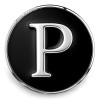 Black and silver SnapAccents snap jewelry charm featuring a bold letter "P" in polished metal, perfect for customizable snap bracelets, necklaces, and accessories.