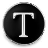 Black and silver SnapAccents snap jewelry charm featuring a bold silver letter "T" on a glossy black background, perfect for customizable snap bracelets, necklaces, and accessories.