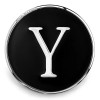 Black SnapAccents snap jewelry charm with silver letter Y, round metal design, interchangeable accessory for bracelets and necklaces, stylish personalized initial snap button.