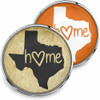 SnapAccents snap jewelry set featuring Texas state silhouette with "home" text and heart design, interchangeable decorative snaps in black and orange backgrounds, perfect for Texas pride accessories, customizable snap charm for bracelets, necklaces, and fashion jewelry.