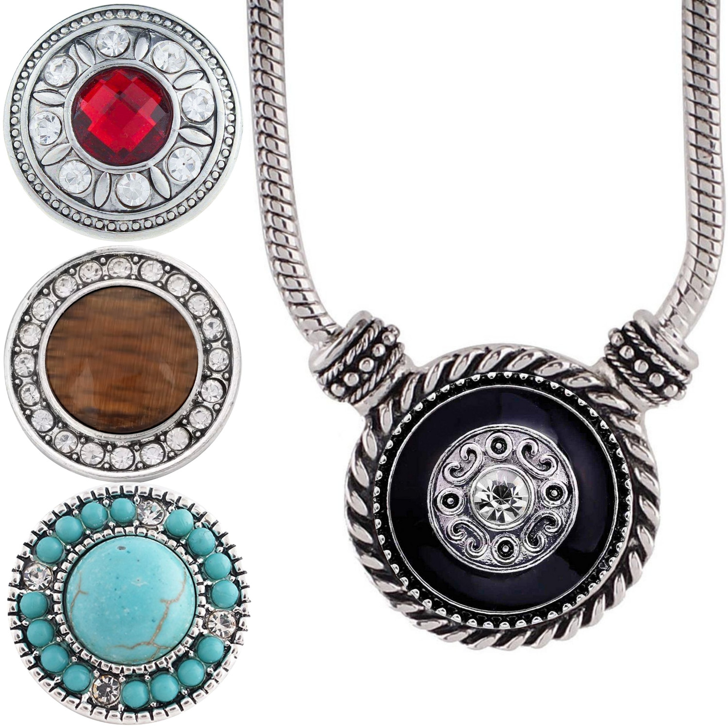 Snap Set - Metal Toggle Necklace, 4 Snaps (#01) | Snap Jewelry