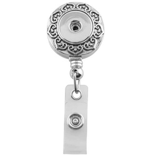 Metal Snap Badge Reel - Heart Scroll
