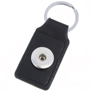 Leather 1 Snap Keychain - Black