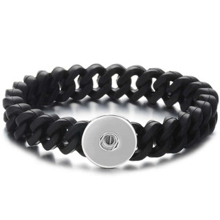 Silicone Stretch 1 Snap Bracelet - Thin Black