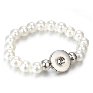 Bead 1 Snap Bracelet - Pearl White