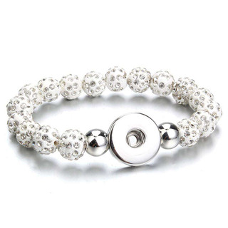 Bead Sparkle Stretch Snap Bracelet - White