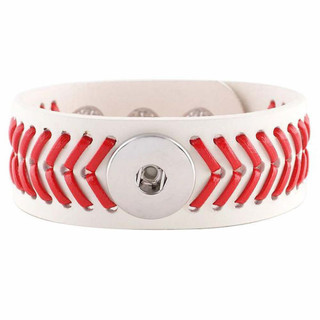 Baseball Genuine Leather Snap Bracelet