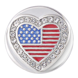 American Flag Snap - Rhinestone Heart