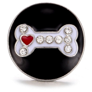 Dog Bone Heart Snap - White