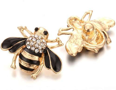 Custom Snap Jewelry Bee Snap - Rhinestone Gold, Black Ginger Charm Magnolia Vine Button by SnapAccents