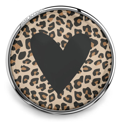 Custom Snap Jewelry Leopard Print Heart Snap - Brown Ginger Charm Magnolia Vine Button by SnapAccents