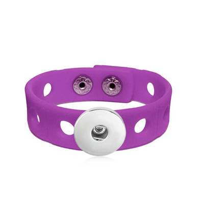 Custom Snap Jewelry Silicone Adjustable 1 Snap Bracelet - Purple Ginger Charm Magnolia Vine Button by SnapAccents