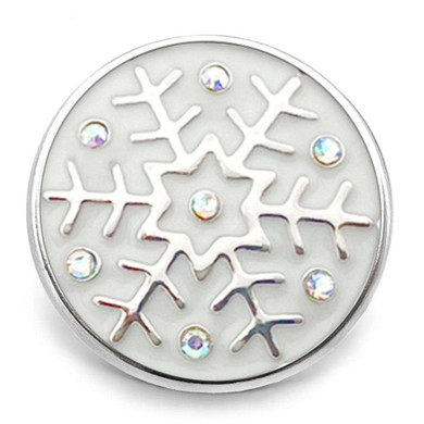 Custom Snap Jewelry Snowflake Snap - Round White AB Crystal Ginger Charm Magnolia Vine Button by SnapAccents