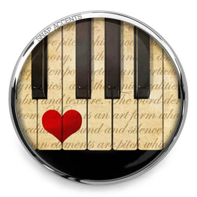 Custom Snap Jewelry Vintage Piano Heart Music Snap Ginger Charm Magnolia Vine Button by SnapAccents