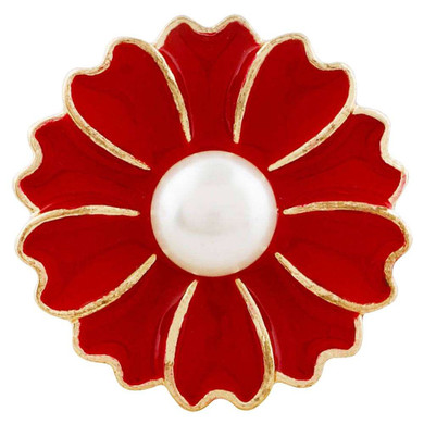 Custom Snap Jewelry Pearl Flower Gold Trim Snap - Red Ginger Charm Magnolia Vine Button by SnapAccents