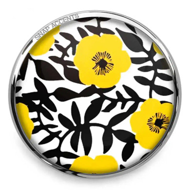 Custom Snap Jewelry Flower Pattern Snap - Yellow, Black, White Ginger Charm Magnolia Vine Button by SnapAccents