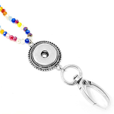 Custom Snap Jewelry Snap Lanyard - Colorful Stretch Bead Ginger Charm Magnolia Vine Button by SnapAccents