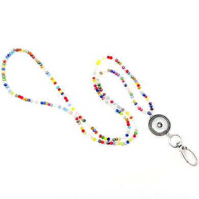 Custom Snap Jewelry Snap Lanyard - Colorful Stretch Bead Ginger Charm Magnolia Vine Button by SnapAccents