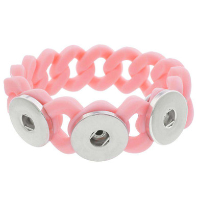 Custom Snap Jewelry Silicone Stretch 3 Snap Bracelet - Pink Ginger Charm Magnolia Vine Button by SnapAccents